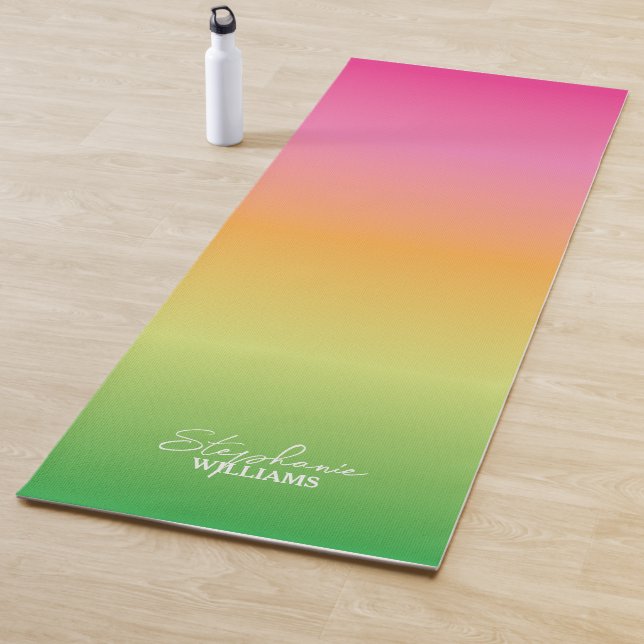 Pink-Green Gradient Yoga Mat with Custom Name (In Situ)