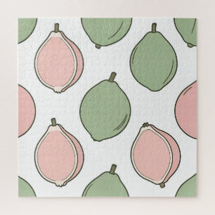 Pink Green Guava Pattern Jigsaw Puzzle