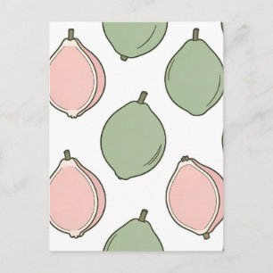 Pink Green Guava Pattern Postcard
