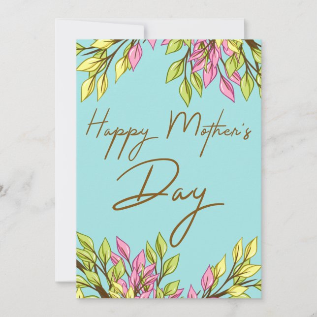 Pink Green Happy Mother’s Day Bouquet Card (Front)