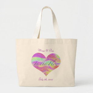 Pink Green Heart Large Tote Bag