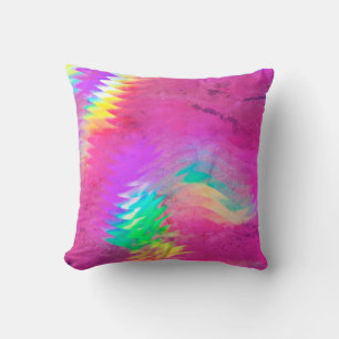 Pink & Green Holographic Print Throw Pillow