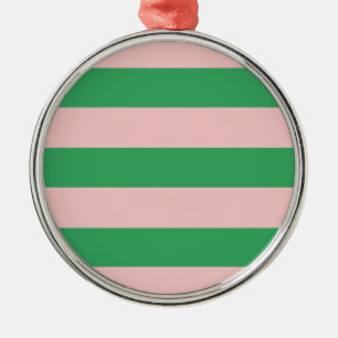 Pink & Green Horizontal Stripe   Any Size   Custom Metal Tree Decoration