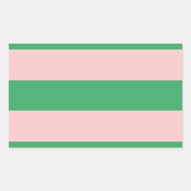 Pink & Green Horizontal Stripe | Any Size | Custom Rectangular Sticker (Front)
