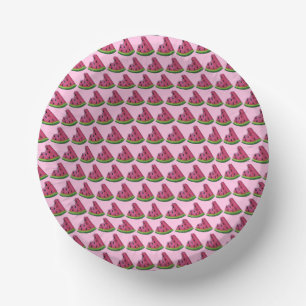 Pink Green Juicy Watermelon Melon Slice Fruit Paper Plate