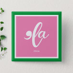 Pink Green Kamala 2024 Say Her Name  15 Cm Square Badge<br><div class="desc">Make a statement with our pink and green ", la 2024" Button, designed for Kamala's sorority sisters who proudly support the Harris Walz 2024 campaign. This button playfully addresses those on the opposing side who struggle to say her name correctly. Perfect for political events, rallies, or everyday wear, this button...</div>