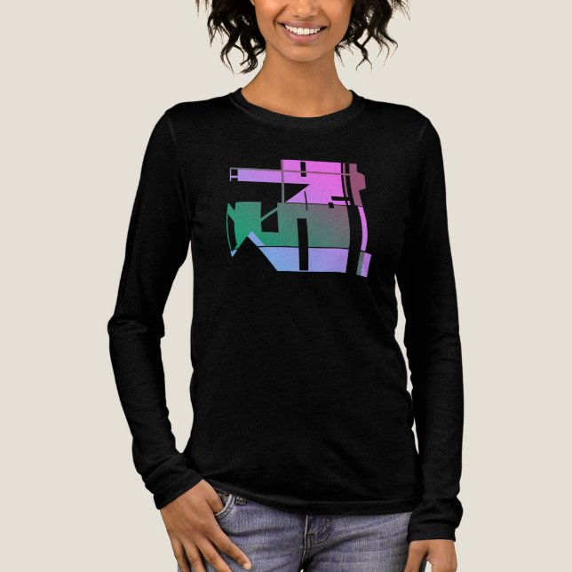 Pink Green Lavender Geometric Tribal Art, Small Tri-Blend Shirt (Front)