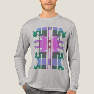 Pink Green Lavender Tribal Art Large Tiles Design Tri-Blend Shirt