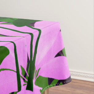 Pink & Green Leaves Leaf Art Table Cloth