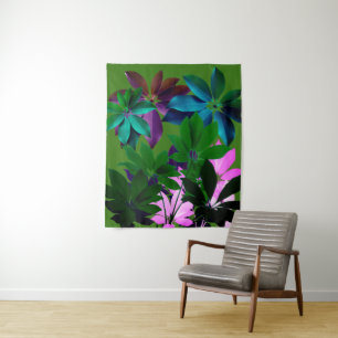 Pink & Green leaves Wall Tapestry