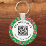 Pink Green Leopard Bachelorette Party QR Payment Key Ring<br><div class="desc">A much safer way to let strangers, friends or family buy the bride-to-be a drink on her bachelorette night, this cute keychain features editable text and a scannable QR code set up with a custom payment option. A preppy frame of pink and green leopard print is an eye-catching and fun...</div>