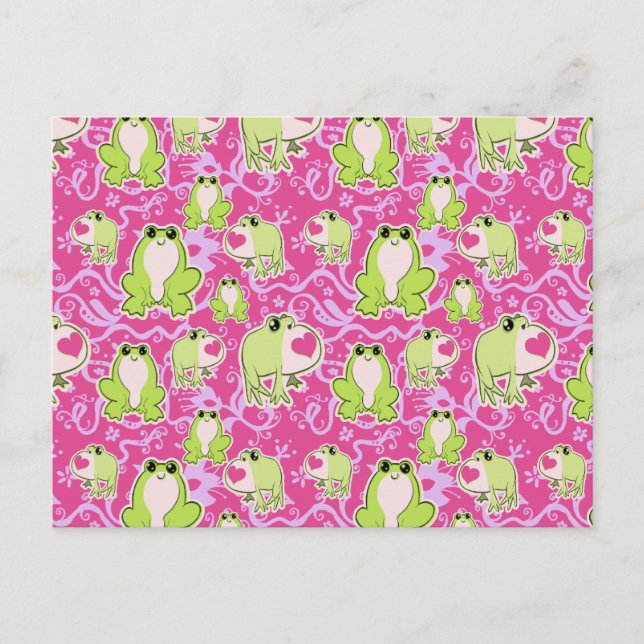 Pink Green Love Frogs Postcard (Front)