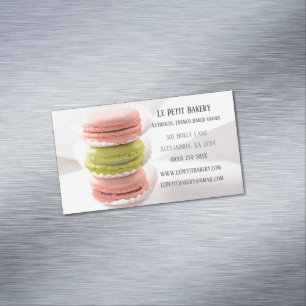 Pink Green Macarons Food Pastry Chef Bakery Baker Magnetic Business Card
