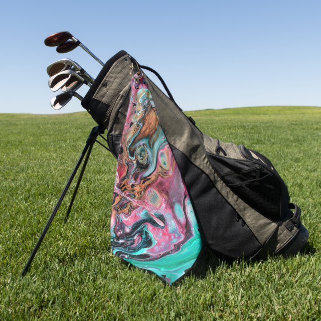 Pink & Green marble  Golf Towel (Green)