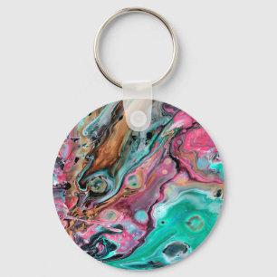 Pink & Green marble  Key Ring