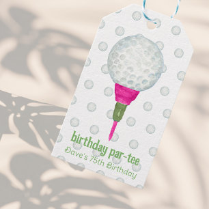 Pink Green Masters Golf Birthday Party Gift Tags