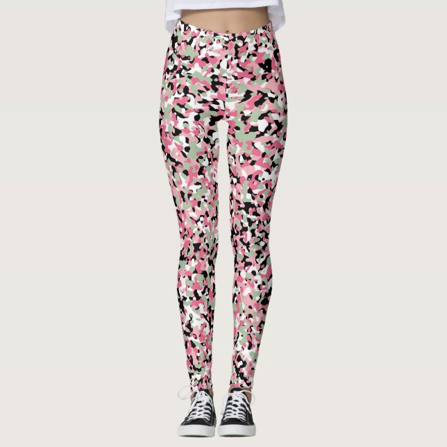 Pink & Green Micro Camo Leggings (Front)