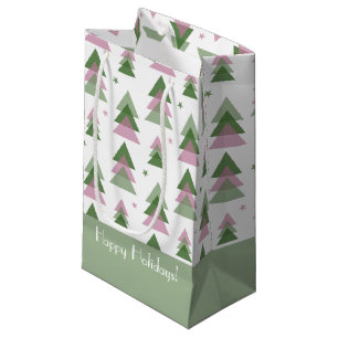 Pink & Green Modern Holiday Small Gift Bag
