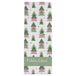 Pink & Green Modern Holiday Wine Gift Bag