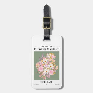 Pink Green New York City Flower Market Upper East Luggage Tag