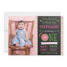 Pink & Green One Sweet Melon 1st Birthday Photo