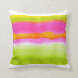 Pink Green Orange Watercolor Pillow