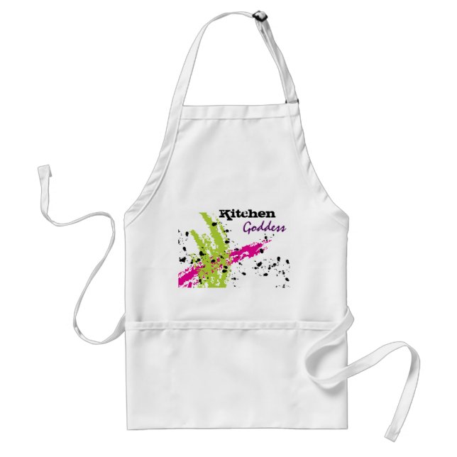 Pink Green Paint Splash Ink Splotch Drop Apron (Front)