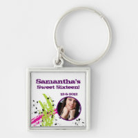 Pink Green Paint Splash Ink Splotch Drop Key Chain