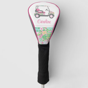 Pink & Green Palm Beach Golf Cart Personalised Golf Head Cover