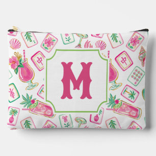 Pink & Green Palm Beach Mahjong & Mixers Monogram Accessory Pouch