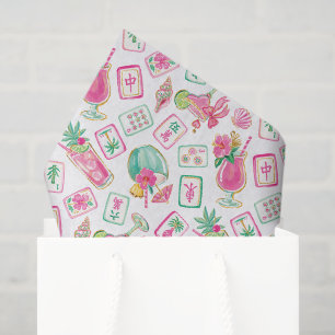 Pink & Green Palm Beach Mahjong Tiles & Mixers Tissue Paper