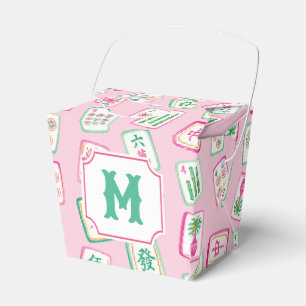 Pink & Green Palm Beach Mahjong Tiles Monogram Favour Box