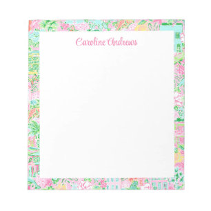 Pink & Green Palm Beach Personalised Notepad