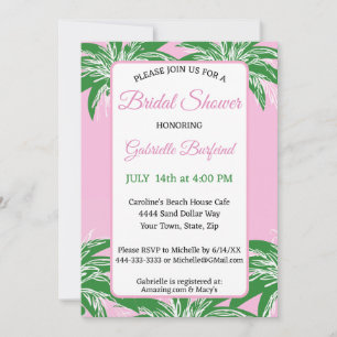 Pink & Green Palm Bridal Shower Invitation   Palm 