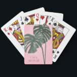 Pink Green Palm Leaf Personalised Wedding Initials Playing Cards<br><div class="desc">Make game night extra special with our Pink Green Palm Leaf Personalised Wedding Initials Playing Cards! The elegant palm leaf design in soft pink and green adds a tropical touch, while your personalised initials make these cards a memorable keepsake. Perfect for adding a unique and personal element to your wedding...</div>