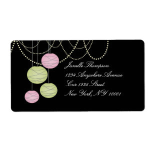 Pink Green Paper Lanterns Wedding Address Label