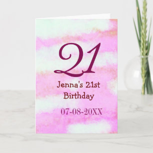 Pink green pastel 21st birthday simple name date g card