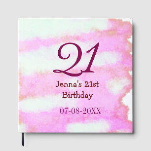 Pink green pastel 21st birthday simple name date g guest book