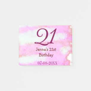 Pink green pastel 21st birthday simple name date g post-it notes