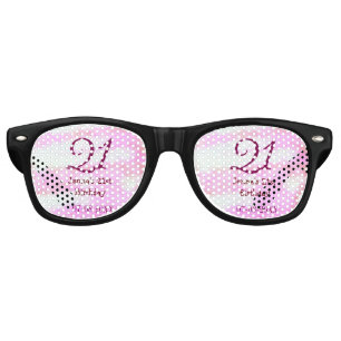 Pink green pastel 21st birthday simple name date g retro sunglasses