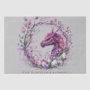 Pink Green Pastel Enchanted Easter Dragon Tissue Paper