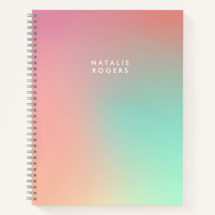 Pink Green Pastel Ombre Gradient Abstract Name Notebook