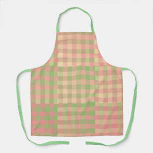 Pink Green Patchwork Pattern Apron