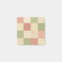 Pink Green Patchwork Quilt Rustic Farmhouse Floral