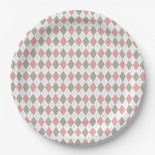 Pink Green Pattern Modern Golf Baby Shower  Paper Plate