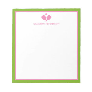 Pink Green Personalised Name Fun Pickleball Notepad