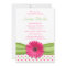 Pink Green Polka Dot Daisy Baby Shower Invitation
