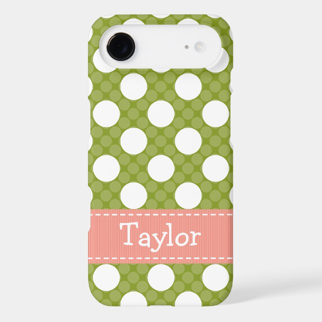 Pink Green Polka Dot iPhone 4 /4s Case Mate Cover (Back)