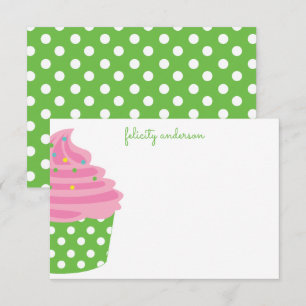 Pink & Green Polka Dot Personalised Note Cards