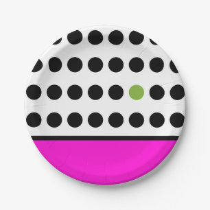 Pink Green Polka Dots Paper Plate